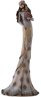 BRYLLUPSFIGUR. Smuk bronze figur af bruden med en bryllupsbuket