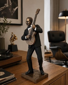 Jazzguitarist figur i bronze – Unik gave til ham der elsker musik