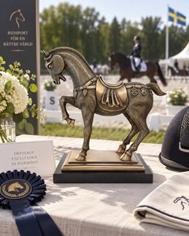 Gave til Rytter. Bronze Hestefigur. Symbol på Styrke, Frihed, Skønhed
