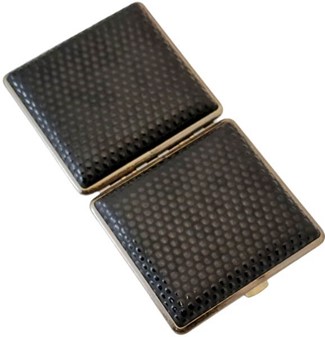 Stilfuldt Cigaretetui i Sort Satin og gummi dupper. Til 20 cigaretter