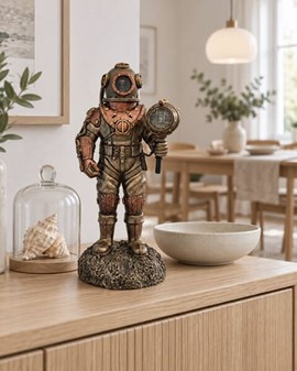 DEKORATION HJEMMET. Steampunk Veronese figur af døde dykker med LED