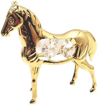 DEN ARABISKE HEST. Flot forgyld figurine med 6 Swarovski krystaller