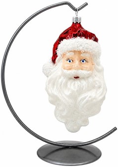Klassisk juletræspynt. Glas figur af julemandens hoved. H 12,30 cm