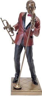 Syngende trompetist. Figur af en musiker med en trompet og en mikrofon