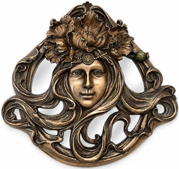 VÆGPYNT. Fantastisk dekorative Art Nouveau spejl med kvindes ansigt