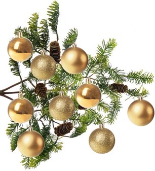Julekugler plast guld blank, mat og gliter Ø 4,6 til 5 cm, 12 stk