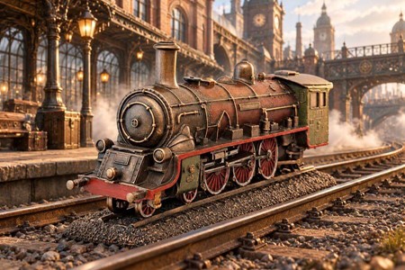 Steampunk Damplokomotiv Figur – En nostalgisk rejse i miniature!