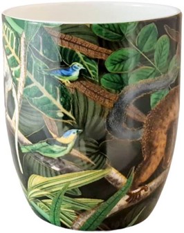 KOPPER MED BILLEDE. To kopper i eksotisk humør. Junglemotiv og lemurer