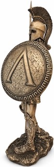 GODE IDEER TIL INDRETNING. Bronze figur af spartanske kriger med spyd