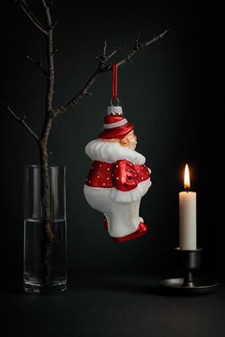Flot julekugler figur. Stor polsk glas figur af sjov klovn. 12,4 cm