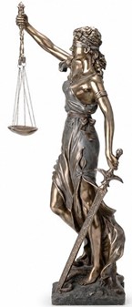RETFÆRDIGHEDS GUDINDE. Justitia figur bronze til kontor dekoration