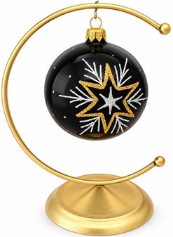 Sorte julekugler med tre forskellige julemotiver i guld, Ø 8 cm 6 stk