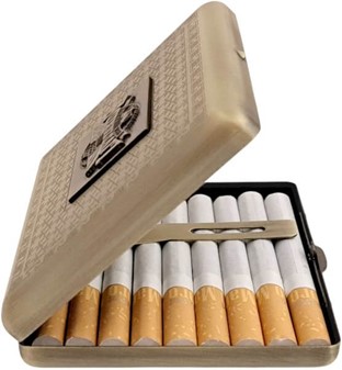 Cigaret Etui Metal. Vintage “Live to Ride” Messing Tilbehør