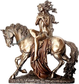 BEDSTE VENINDEGAVE. Figur af den betagende Lady Godiva-figur til hest