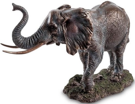 ELEFANT FIGUR. Usædvanlig godt, stor realistisk bronzefigur af elefant
