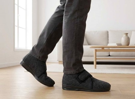 Filt Hjemmesko Herre. Med Velcro og gummisål - til unge og ældre mænd