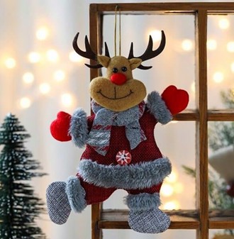 Juletræsophæng. Julemand, bamse og rensdyr i julekostumer. H: 17 cm
