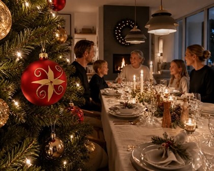Smukkeste julekugler. Knald rødt julekugle med julemand. Ø 10 cm