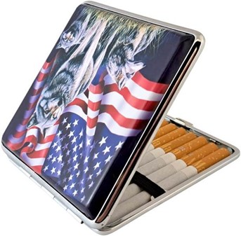 Cigaretetui Metal 20 Stk. Ulve og Flag – Standard Cigaretter