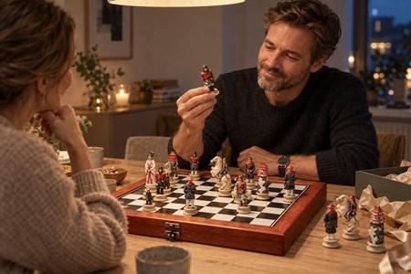 FØDSELSDAGSGAVE TIL HAM. Spændende skak med samurai krigere figurer