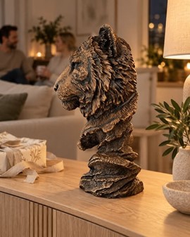 Bronze buste af tiger. Eksklusiv stuepynt og kontordekoration