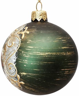 Nostalgiske matgrønne julekugler med børn og snemand. Ø 8 cm, 6 stk