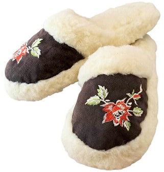 RULAMSHJEMMESKO. Uld sutsko med broderi til kvinder. Hurtig levering✓