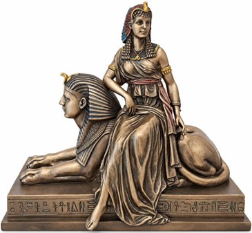 Kleopatra og Sfinks Bronze Statue: Tidløs Elegance til Dit Rum