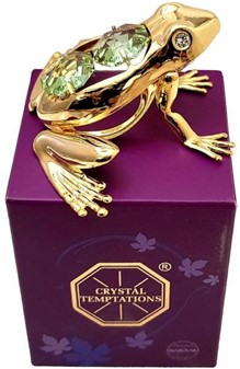 SMÅ GAVER TIL HENDE. Lille forgyldt frø med Swarovski krystaller