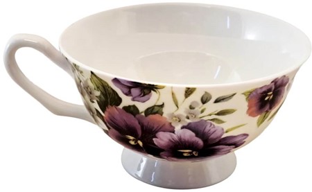 KAFFEKOPPER. Eksklusiv porcelænskop med stedmoderblomster