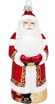 Polske julekugler figurer. Stor figur, julemand i rødt tøj. H: 14,8 cm