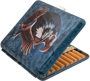 Cigaret Etui Metal med Ørne. Det ultimative cigaret etui til 20 stk.