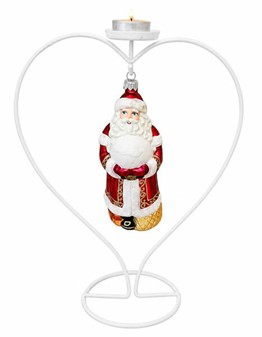 Polske julekugler figurer. Stor figur, julemand i rødt tøj. H: 14,8 cm