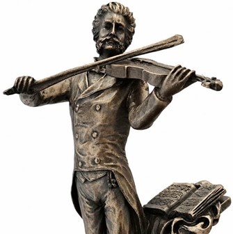 Tidsrejse til Wien. Elegant Johann Strauss Bronzefigur med Spilledåse