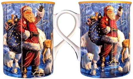 JULEKRUS. 4 Porcelæn Krus med Julemanden til Din Jul