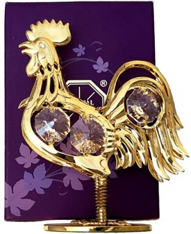 FØDSELSDAGSGAVE TIL KÆRESTEN MAND. Hane figur med Swarovski krystaller