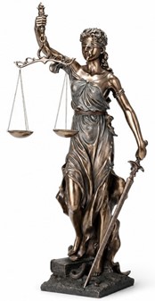 RETFÆRDIGHEDS GUDINDE. Justitia figur bronze til kontor dekoration