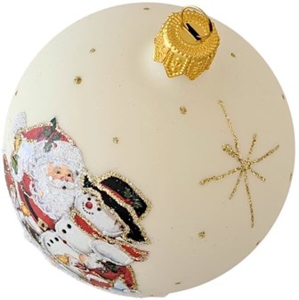 Glas julekugler fra Polen i hvid med flot julemotiv. Ø 8 cm, 6 stk