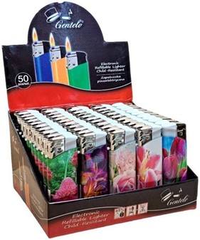 ENGANGSLIGHTER MED BILLEDE. Billige lightere med blomster. 5 stk