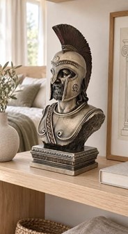 GAVE TIL BEDSTE VEN. Bronze buste af spartansk kriger i korinth hjelm
