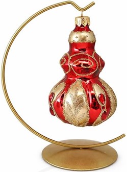 Polske rødt/guld julekugler glas i konge scepter form. 11 cm, 2 stk
