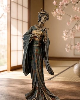 Unik bronze Geisha-skulptur . En gave fuld af elegance og tradition