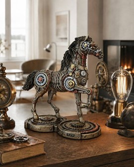 Enestående Steampunk Hest: Unik Bronze Kunst – Drømmenes Mekanik!