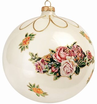 HVIDT JULEPYNT. Eksklusiv stor julekugle i mundblæst glas, Ø 15 cm