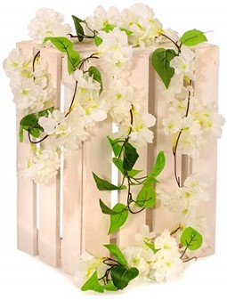Billig blomster guirlande med azalea i hvide farve. Længde: 2,1 m