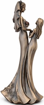 BRYLLUPSFIGUR. Smuk bryllupsgave, bronzefigur Bruden med brudepige
