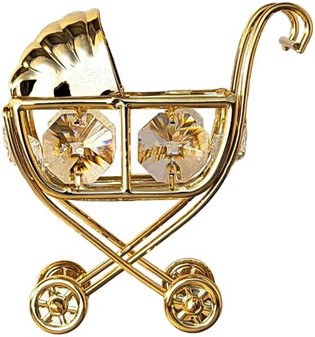 FORSLAG TIL BRYLLUPSGAVE. Forgyldt klapvogn med Swarovski krystaller