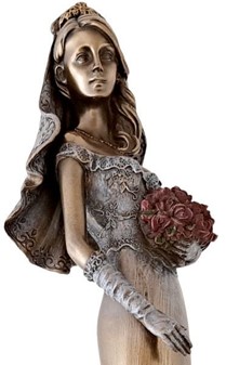 BRYLLUPSFIGUR. Smuk bronze figur af bruden med en bryllupsbuket