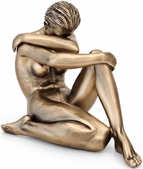 BILLIG KÆRESTE GAVE. Bronze statuette af siddende nøgne kvinde