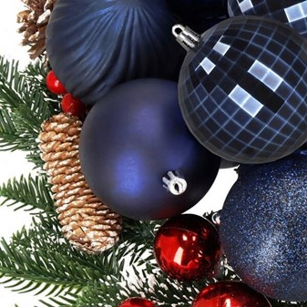 Mørkeblå julekugler plastik (30 stk). Elegante og brudsikre Ø 8 cm